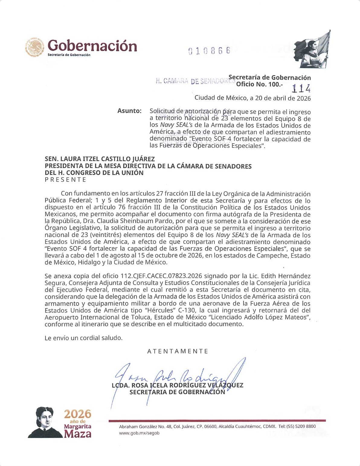Vendrán más tropas de EU a México; Senado recibe solicitud