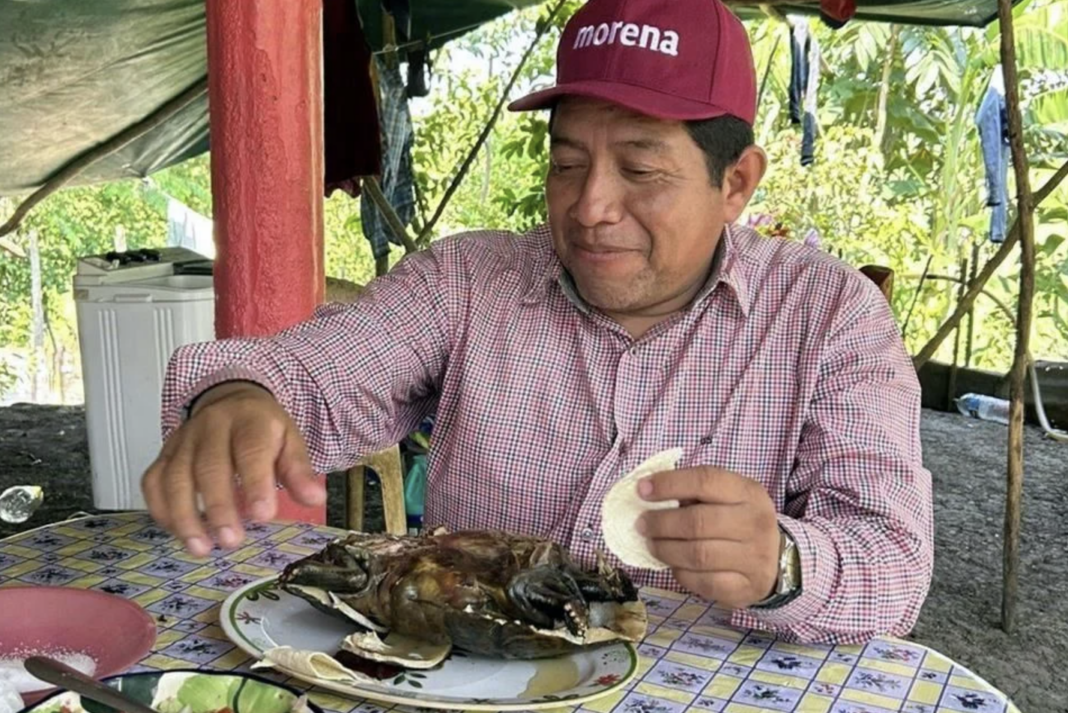Dirigente de Morena en Macuspana presume, en redes sociales, consumo de tortuga protegida